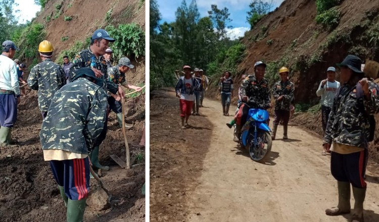 Banser Bantu Warga Buka Akses Jalan Tertutup Longsor